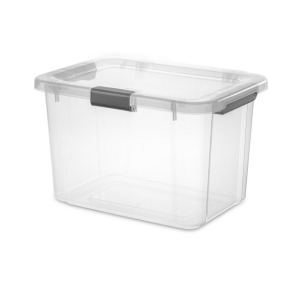 Caja de almacenamiento con tapa de 7.5gl apilable color transparente