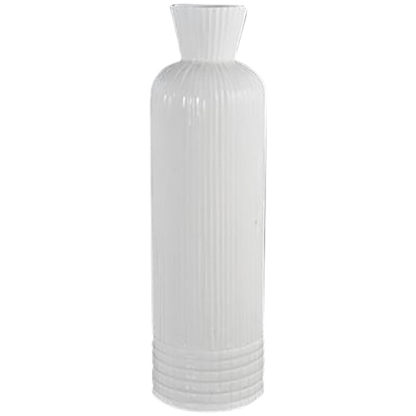 Florero de cerámica de 10m x 35cm con forma de botella color blanco