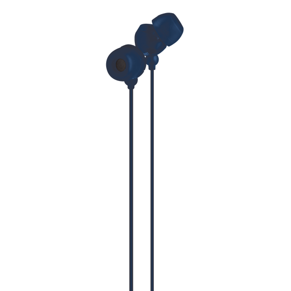 Audífono estéreo azul de tapón de silicona
