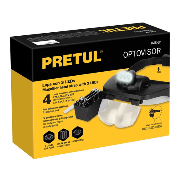 Lupa optivisor de 3 leds - 4 piezas