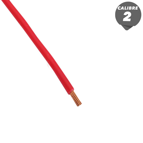 Cable THHN de 1m calibre 2AWG color rojo