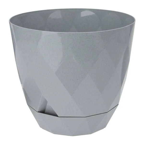Pote plástico de 14cm con diseño de diamante color gris
