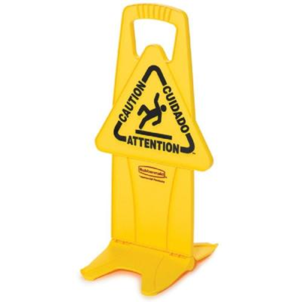 Letrero de advertencia de piso mojado color amarillo RUBBERMAID
