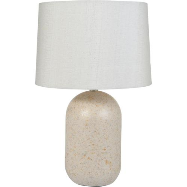 Lámpara de mesa decorativa color crema/blanco