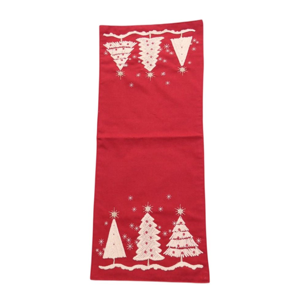 Camino de mesa rectangular con diseño Árbol Navidad color rojo
