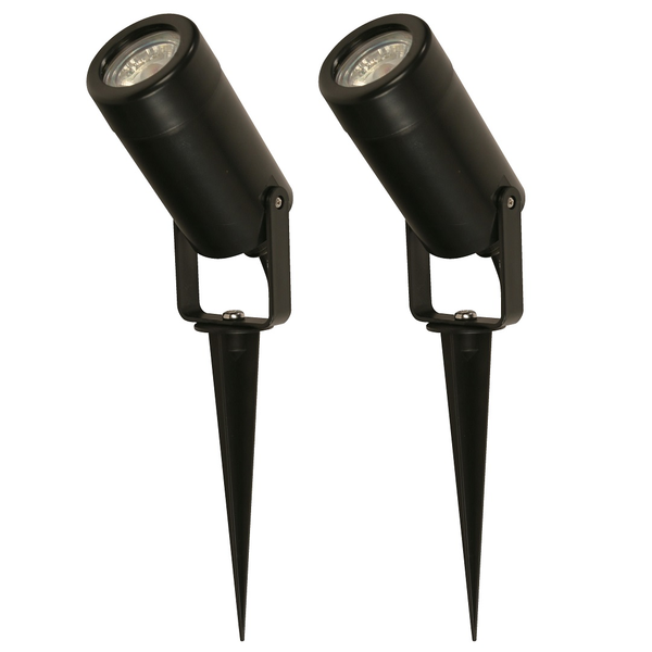 Lámpara estaca negra de 1 luz GU10 7W para exterior - 2 unidades
