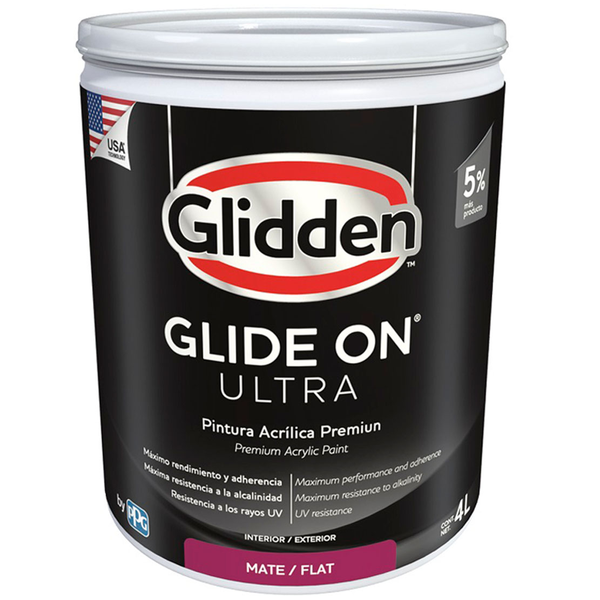 Pintura acrílica Glide On Ultra acabado mate base intermedia 1gl
