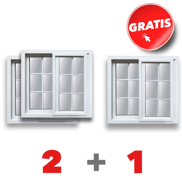 Combo 3x2 de ventanas de 1m x 1m de PVC