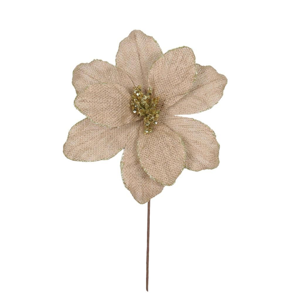 Flor artificial de 25cm Magnolia para relleno color crema/dorado