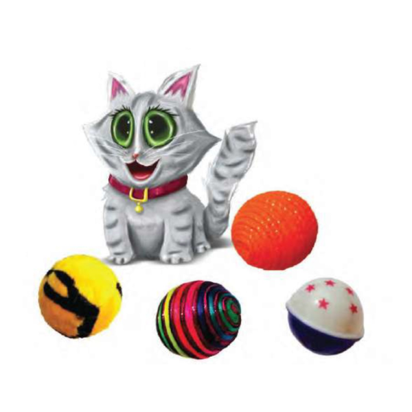 Juego de bolas multicolores para gatos - 4 piezas