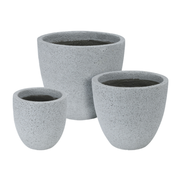Juego de maceta de cemento con forma redonda color gris - 3 piezas