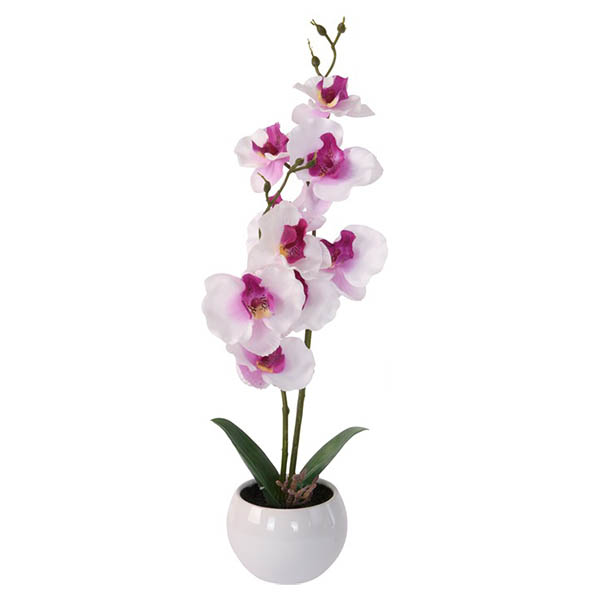 Orquídea artificial con pote blanco surtidas
