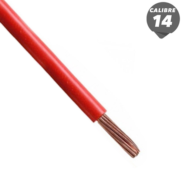 Cable THHN de 1m calibre 14AWG color rojo
