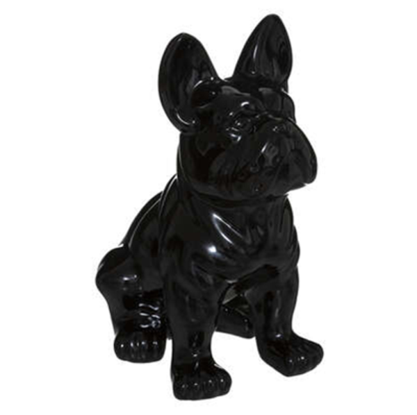 Adorno de perro bulldog color negro