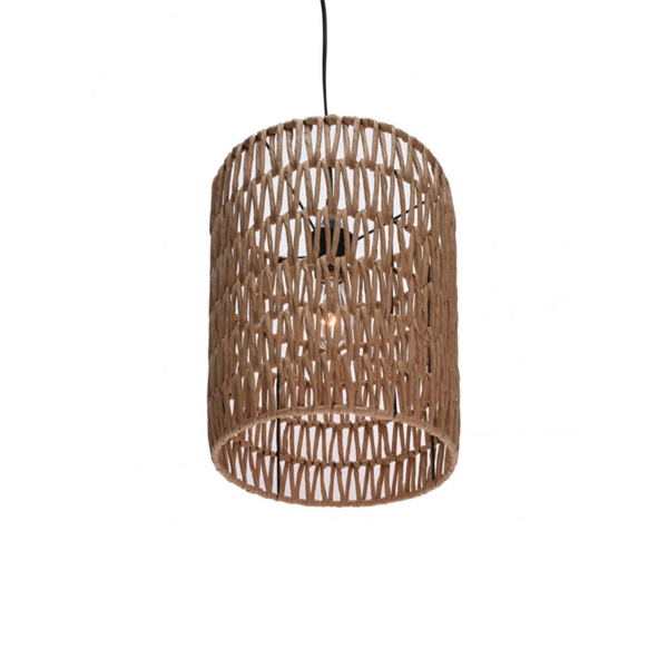 Lámpara colgante 32cm x 57cm con diseño tejido color marron