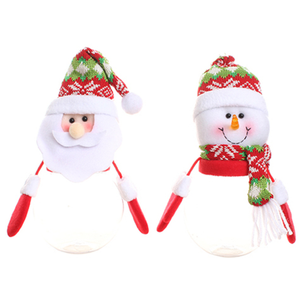 Pastillero navideño con diseño de hombre de nieve y santa claus