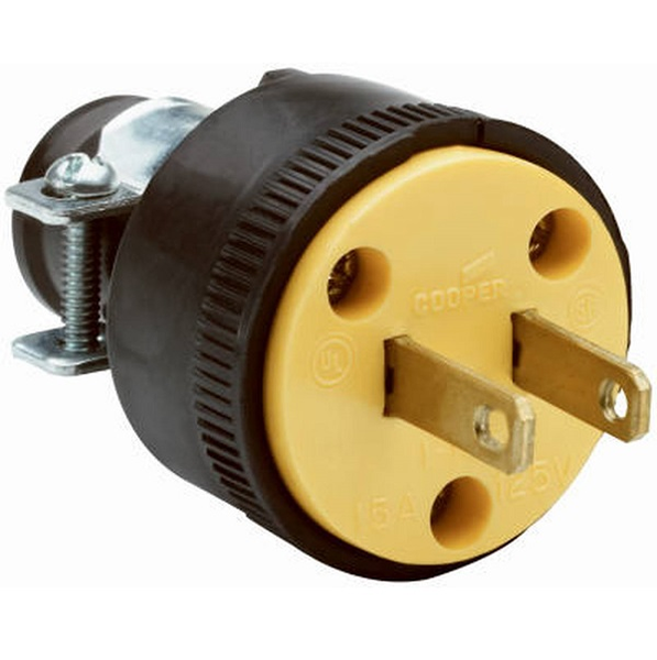 Conector eléctrico macho de PVC de 15A de color negro