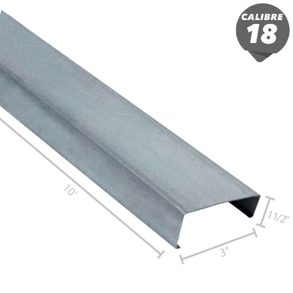 Carriola galvanizada de 3" x 1-1/2" x 10' calibre 18