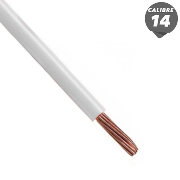 Cable THHN de 1m calibre 14AWG color blanco