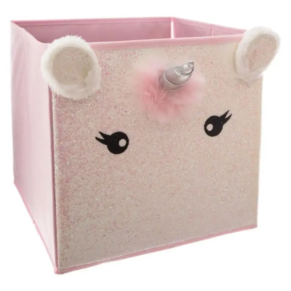 Caja de almacenamiento diseño unicornio color rosado