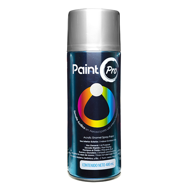 Pintura de esmalte acrílico en aerosol de 400ml plateado metálico