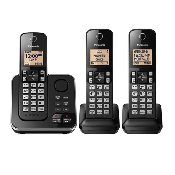 Teléfono digital inalámbrico KX-TGC363LAB de color negro - 3 unidades