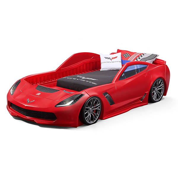 Cama tamaño twin modelo Corvette Z06 para niños color rojo STEP 2