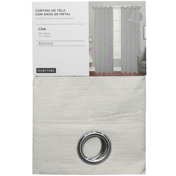 Cortina de tela Blackout de 54"x90" Lisa color lino con aros de metal