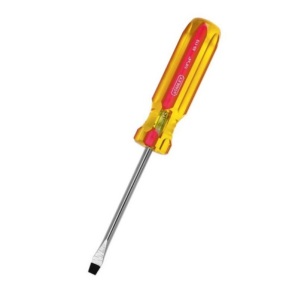Destornillador Pro punta plana de 1/4" x 4" color amarillo/rojo