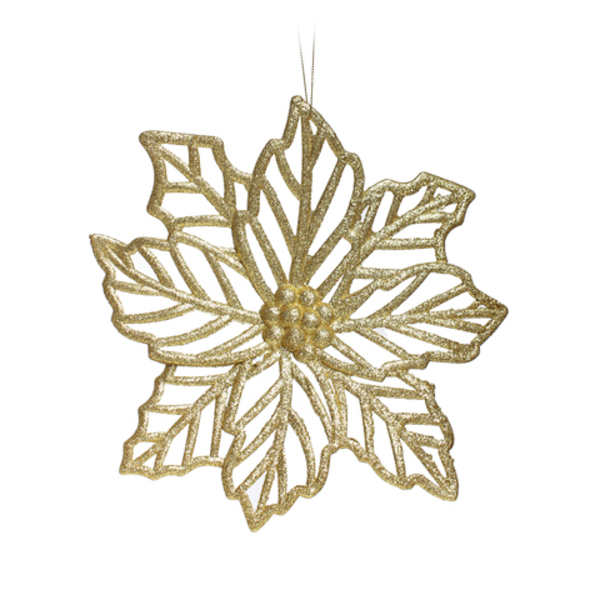 Adorno navideño de Poinsettia dorada