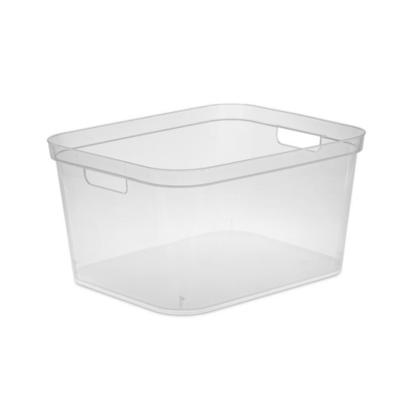 Caja de almacenamiento sin tapa tamaño L de color transparente