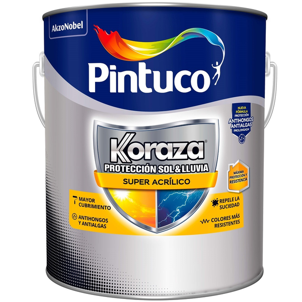 Pintura acrílica Koraza Sol y Lluvia Anti Hongos base pastel 1gl