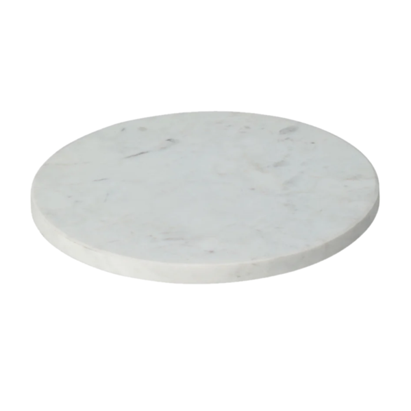 Tablero de marmol 28cm x 28cm x 1.5cm redondo color blanco
