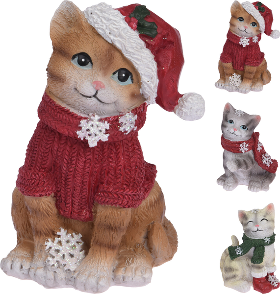 Adorno decorativo navideño 11cm en forma de gato - surtidos