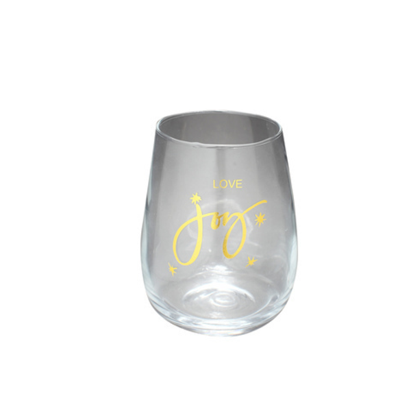 Vaso de vidrio 472ml con frase Love Joy para vino