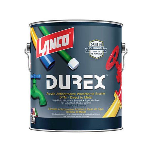Pintura de esmalte anticorrosivo Durex base agua color negro 1/4gl