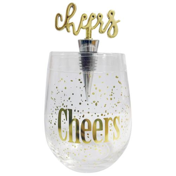 Copa decorativa y tapa de botella Cheers