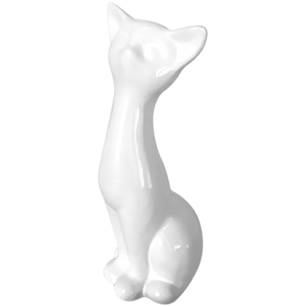 Gato de cerámica de 23cm decorativo de color blanco