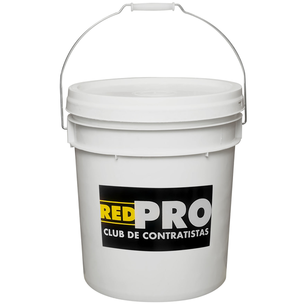 Tanque plástico blanco con tapa 5gl con logo Red Pro