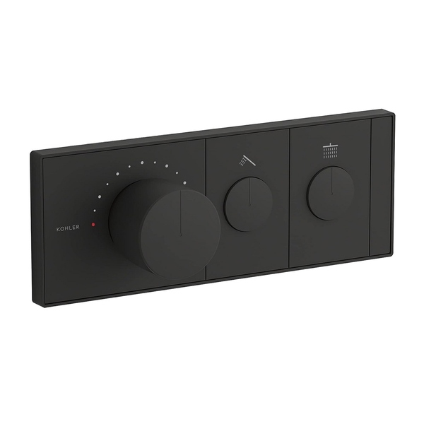 Panel de control Anthem™ de válvula termostática acabado negro mate
