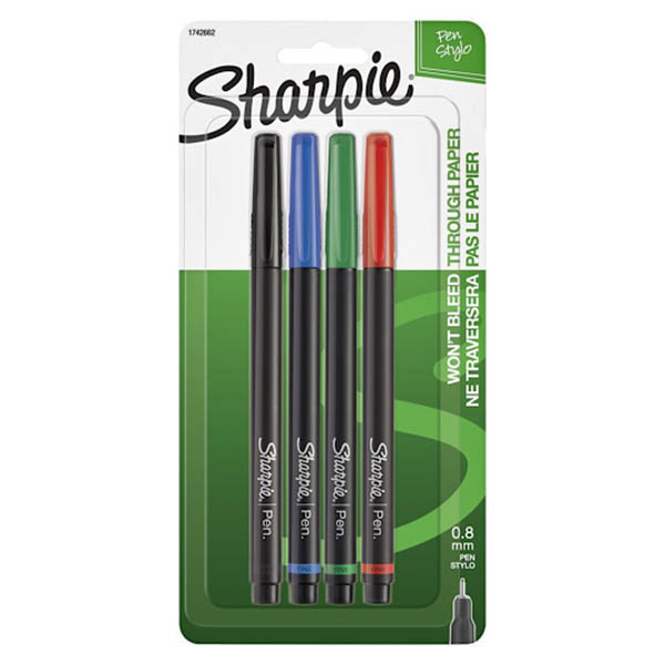 Bolígrafo Fine Liner de tapa con tinta de colores surtidos 4 unidades