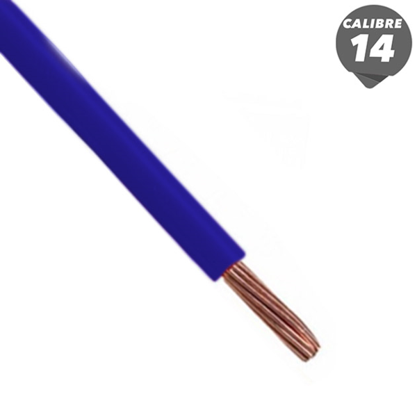 Cable THHN de 1m calibre 14AWG color azul