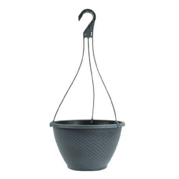 Pote colgante Stella de 11.75" x 7" de plástico color gris oscuro PRIDE GARDEN P