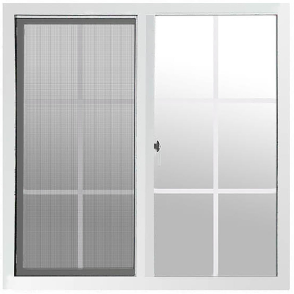 Ventana francesa de 1.0m x 1.0m de PVC color blanco