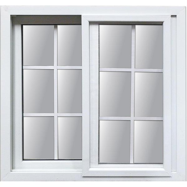 Ventana francesa de 1.2m x 1m de PVC color blanco