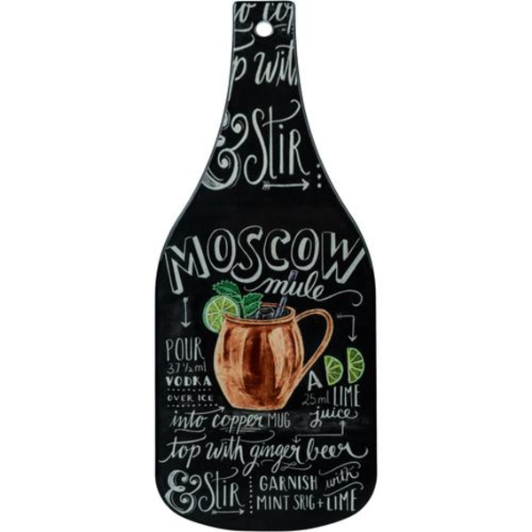 Posa caliente en forma de botella y frase Moscow mule