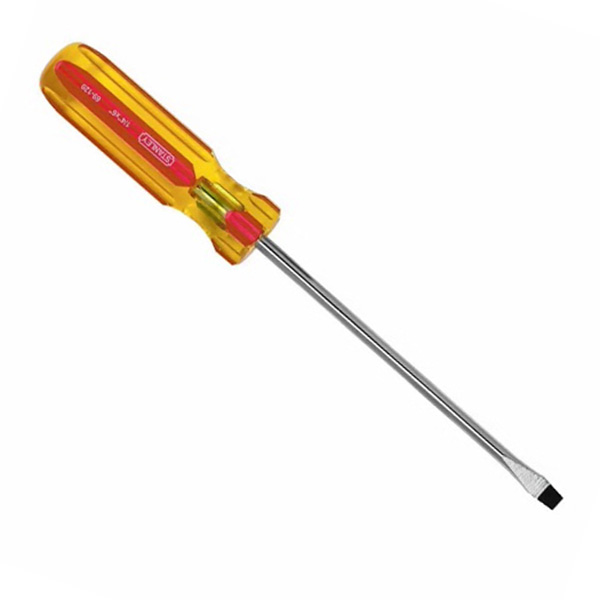 Destornillador plano de 1/4" x 6" de color rojo y amarillo