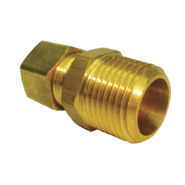 Conector de compresión macho de 3/8" x 1/2" de bronce - 2 unidades