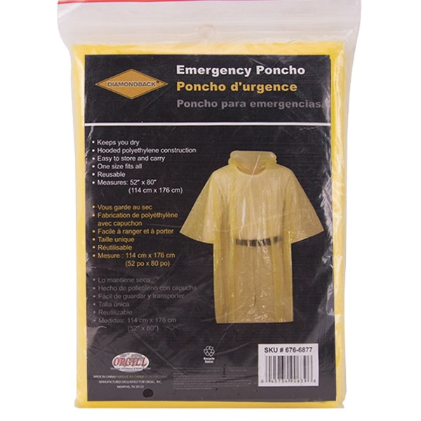Capote de emergencia 132cm x 203cm color amarillo