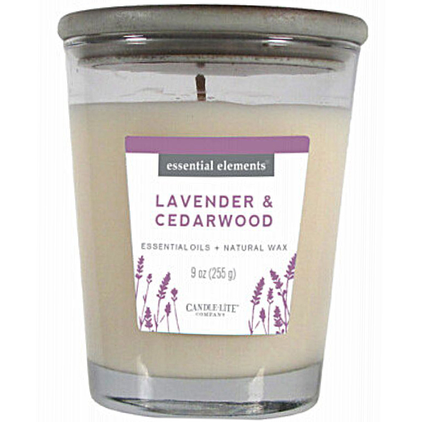 Vela de 9oz Essentials Elements con aroma a Lavender & Cedarwood